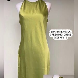 Green Silk MIDI Dress